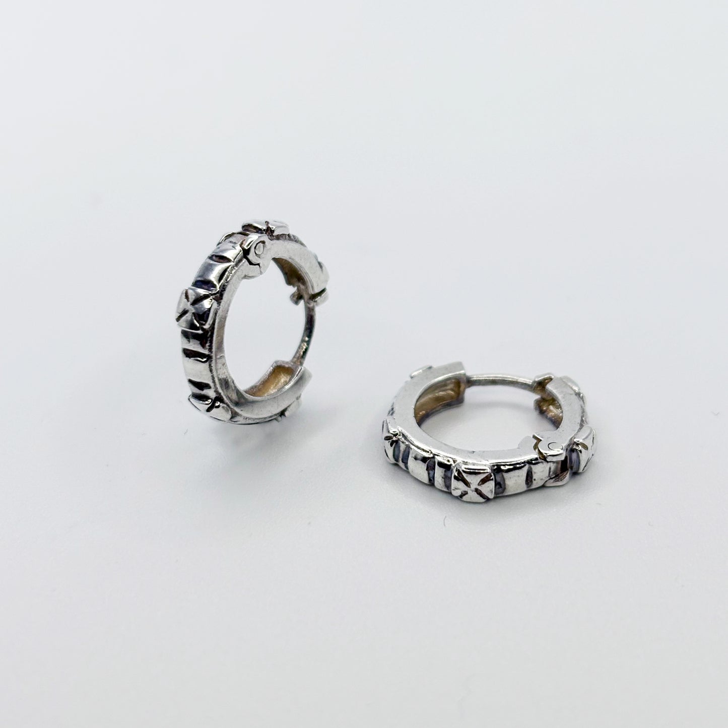 TINY CROSS/CITRINE HINGED HOOPS(ONE FOR PAIR)