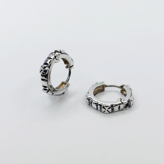 TINY CROSS/CITRINE HINGED HOOPS(ONE FOR PAIR)