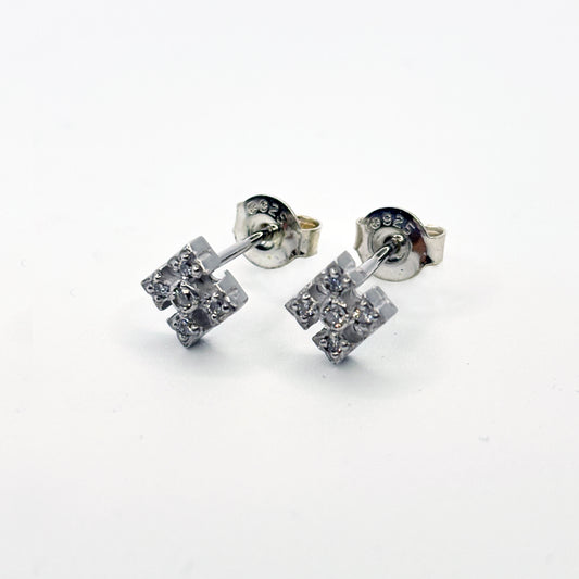 TINY FANCY CROSS STUD EARRING(ONE FOR PAIR)