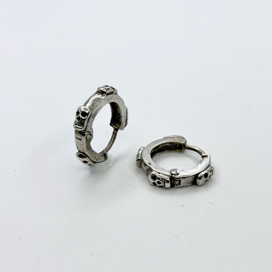 TINY SKULL HINGED HOOPS(ONE FOR PAIR)