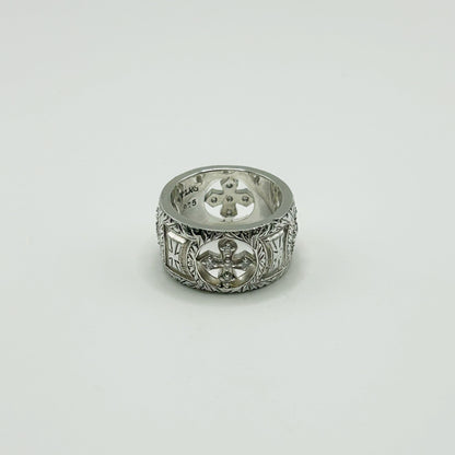 NGRAVED WIDE BAND W/PRINCESS ROUND
